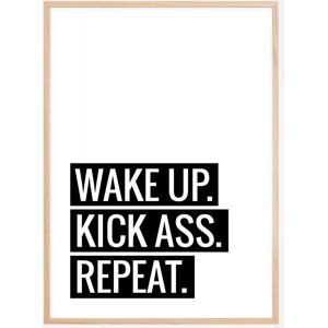 Bildverkstad Wake Up Kick Ass Repeat Ii - Plakat (50x70 Cm)