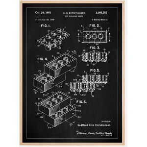 Bildverkstad Patent Print - Lego Block I - Black Plakat (70x100 Cm)