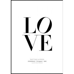 Personlig poster Love 2 - White (21x29,7 Cm (A4))