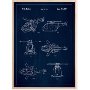 Bildverkstad Patent Print - Lego Helicopter - Blue Plakat (21x29.7 Cm (A4))