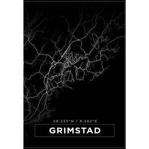 Bildverkstad Kort - Grimstad - Sort Plakat (70x100 Cm)