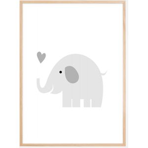 Bildverkstad Elefant Solo - Tåget Grå Plakat (30x40 Cm)