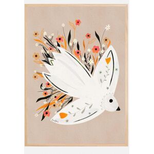 Bildverkstad Seagull In Flowers Illustration Plakat (50x70 Cm)