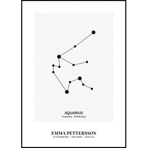 Personlig poster Aquarius - Stjernetegn (50x70 Cm)