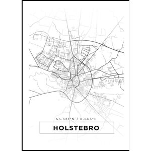 Bildverkstad Kort - Holstebro - Hvid Plakat (50x70 Cm)