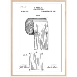 Bildverkstad Patent Print - Toilet Paper Roll - White Plakat (50x70 Cm)