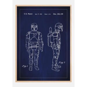 Bildverkstad Patenttegning - Star Wars - Boba Fett - Blå Plakat (30x40 Cm)