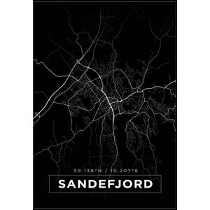 Bildverkstad Kort - Sandefjord - Sort Plakat (21x29.7 Cm (A4))