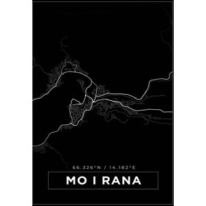 Bildverkstad Kort - Mo I Rana - Sort Plakat (21x29.7 Cm (A4))