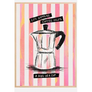 Bildverkstad Mocca Coffee On Stripes - Hug In A Cup Plakat (1)