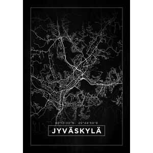 Bildverkstad Kort - Jyväskylä - Sort Plakat (70x100 Cm)