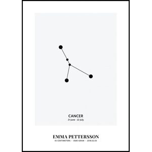 Personlig poster Cancer - Stjernetegn (50x70 Cm)