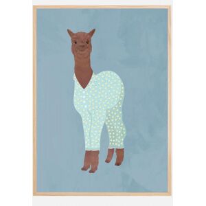 Bildverkstad Llama In Pjs Banana Blue Plakat (100x140 Cm)