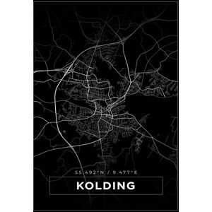 Bildverkstad Kort - Kolding - Sort Plakat (70x100 Cm)