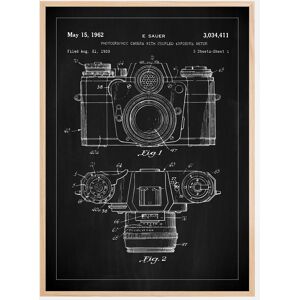 Bildverkstad Patenttegning - Kamera I - Sort Plakat (70x100 Cm)