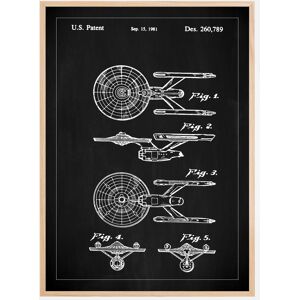 Bildverkstad Patenttegning - Star Trek - Uss Enterprise - Sort Plakat (21x29.7 Cm (A4))