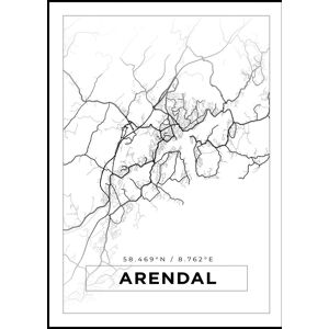 Bildverkstad Kort - Arendal - Hvid Plakat (21x29.7 Cm (A4))