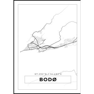 Bildverkstad Kort - Bodø - Hvid Plakat (21x29.7 Cm (A4))