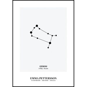 Personlig poster Gemini - Stjernetegn (50x70 Cm)