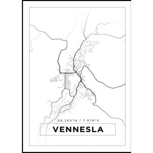 Bildverkstad Kort - Vennesla - Hvid Plakat (70x100 Cm)