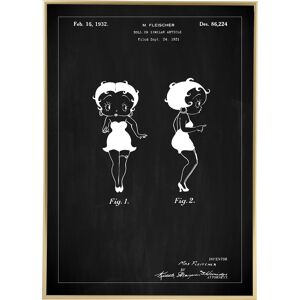 Bildverkstad Patenttegning - Betty Boop - Sort Plakat (50x70 Cm)
