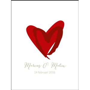 Personlig poster Love Weddingposter Red (21x29,7 Cm (A4))