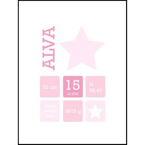 Personlig poster Star Birth Poster Pink (50x70 Cm)
