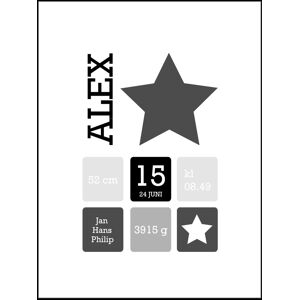 Personlig poster Star Birth Poster Grey (21x29,7 Cm (A4))