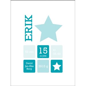 Personlig poster Star Birth Poster Turquoise (21x29,7 Cm (A4))