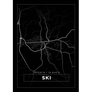 Bildverkstad Kort - Ski - Sort Plakat (50x70 Cm)