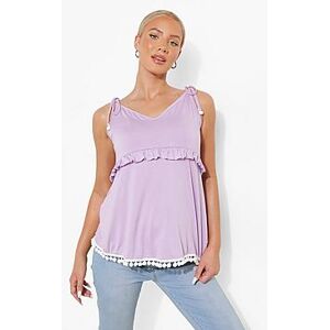 Maternity Frill Detail Pom Pom Top  lilac 36 Female