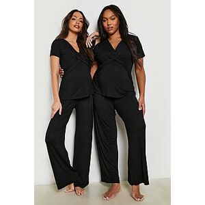 Maternity Wrap Front Nursing Pyjama Trouser Set  black 44 Female