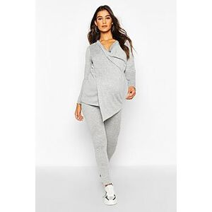 Maternity Nursing Wrap Loungewear Set  light grey 36 Female