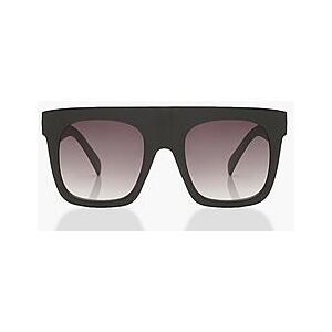 Matte Black Oversized Flat Top Sunglasses    Female