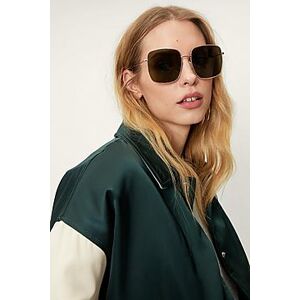 Oversized Square Aviator Sunglasses  green ONE SIZE Female