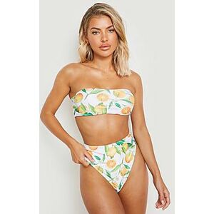 Orange Print Bandeau Tube Bikini Top  white 34 Female