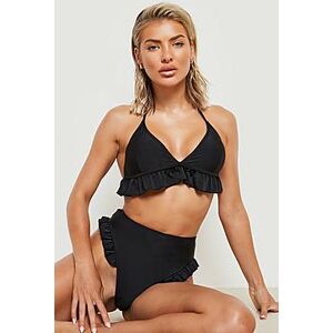 Frill Hem Triangle Halterneck Bikini Top    Female