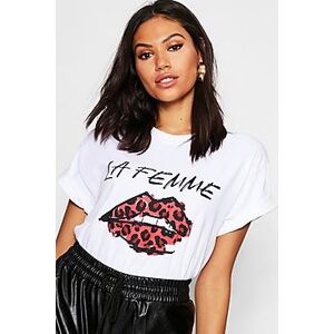 Lips Slogan T-Shirt  white XL Female