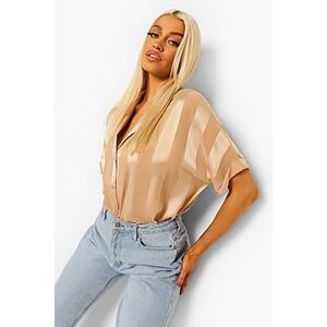 Satin Stripe Short Sleeve Shirt  champagne 34 Female