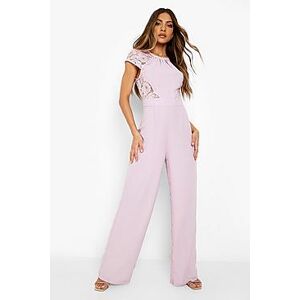 Lace Open Back Wide Leg Jumpsuit  lilac 40 Female