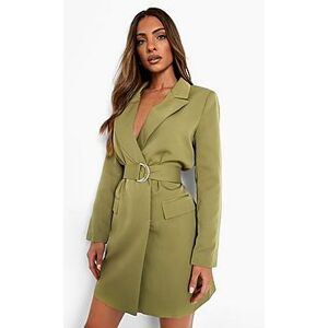 D Ring Belted Blazer Dress  khaki 40 Female