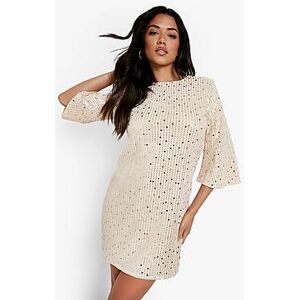 Sequin 3/4 Sleeve Shift Party Dress  rose gold 42 Female