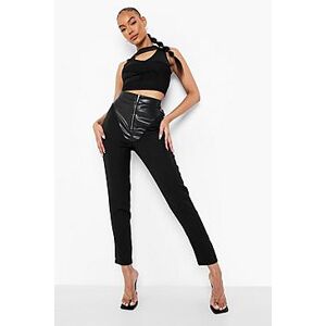 Contrast Pu Crepe Bum Booster Skinny Trouser  black 34 Female