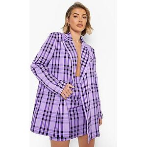 Purple Check Oversized Blazer  purple 36 Female