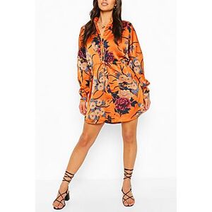 Floral Print Luxe Shirt Dress  cinnamon 40 Female