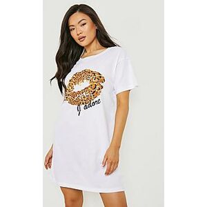 Leopard Print Lips T-Shirt Dress    Female