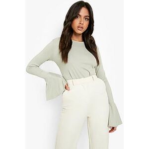 Stripe Rib Flute Sleeve Top  sage 34 Female