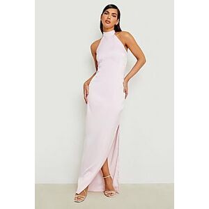 Mix And Match Satin High Neck Maxi Dress  dusty pink 42 Female