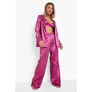 Hotel Luxe Satin Bralet Shirt & Trouser Set    Female