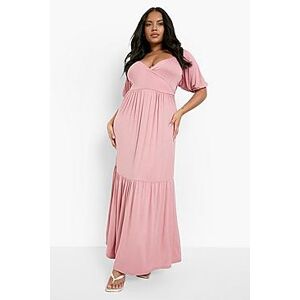 Plus Jersey Wrap Tiered Maxi Dress  rose 48 Female